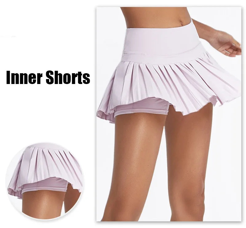 Summer Women’s Tennis Pleated Skirt with Inner Shorts