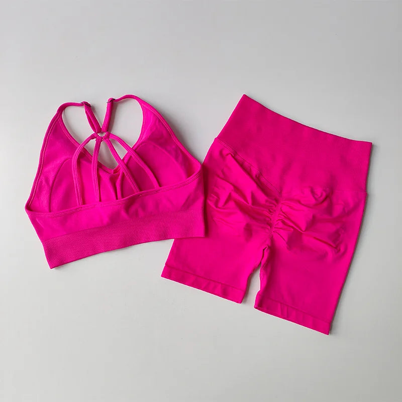 2 Pcs Yoga Sets Women High Waist Workout Outfits