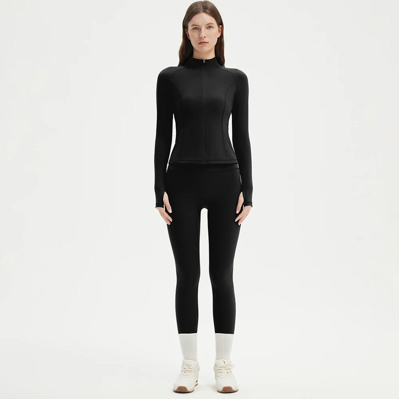 Women’s Zipper Sports Jacket & High-Waist Leggings Set