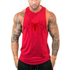 Men’s Red Spider Print Gym Tank Top – Breathable Sleeveless Bodybuilding Shirt