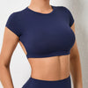 Women's Backless Muscle Back Sports Tee – Open Back Workout Yoga Training T-Shirt