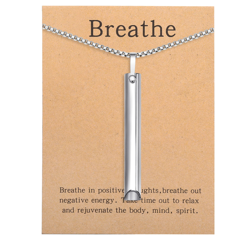 Stainless Steel Mindful Breathing Necklace - Anxiety Relief