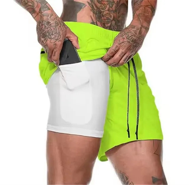 Men’s 2-in-1 Running & Training Shorts – Summer Double-Layer Sportswear