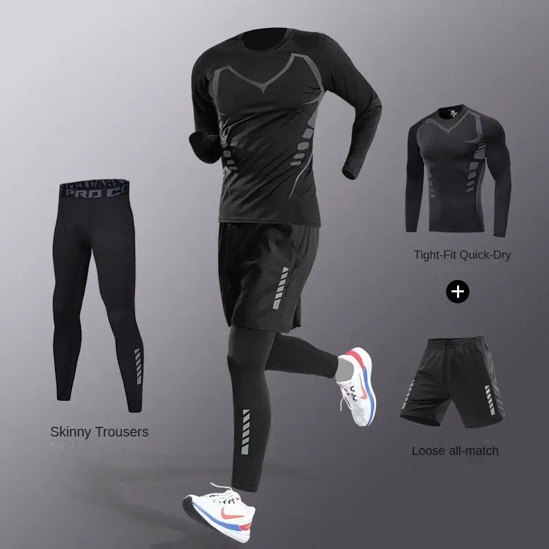 Men’s Quick-Dry Ice Fiber Sportswear Set – 3–7 Piece Running Tracksuit for Gym, Cycling & Training