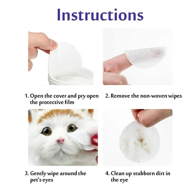 130PCS Pet Eye Wipes for Dogs & Cats – Gentle Tear Stain Cleaning Pads