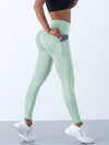 Solid Color High Waist Leggings with Side Pockets – Women's Push-Up Yoga & Fitness Pants