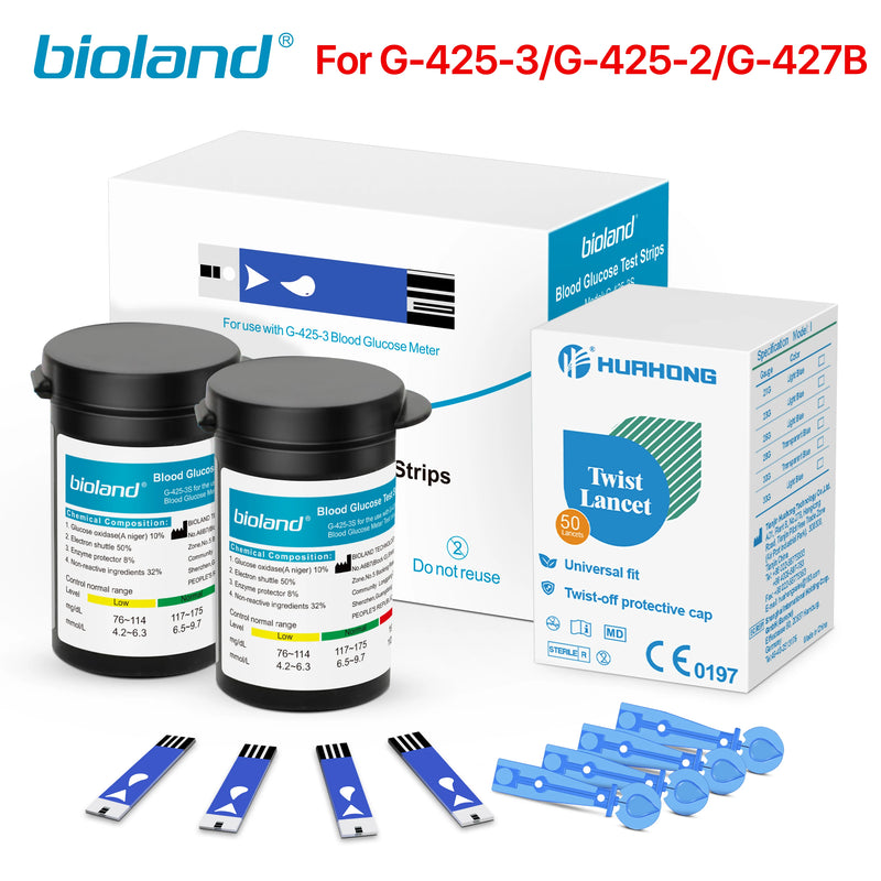 Bioland Blood Glucose Meter Test Strips and Lancets
