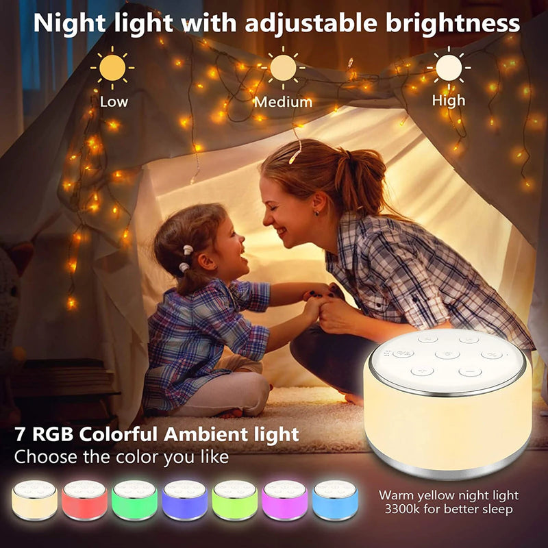 White Noise Sleep Machine with Night Light for Babies and Adults