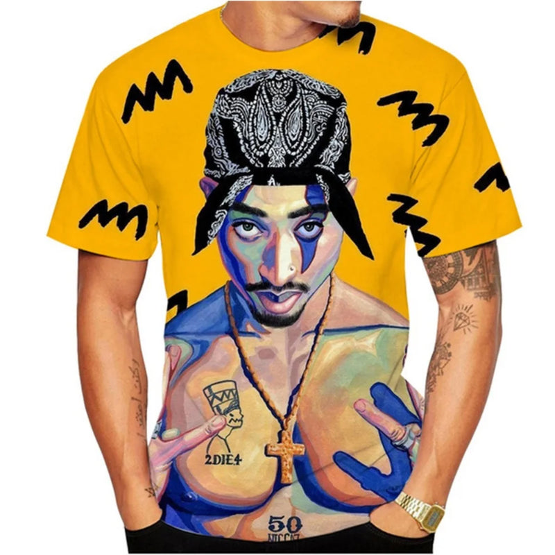 Men's Fashion 2Pac Graphic T-Shirts Style 2