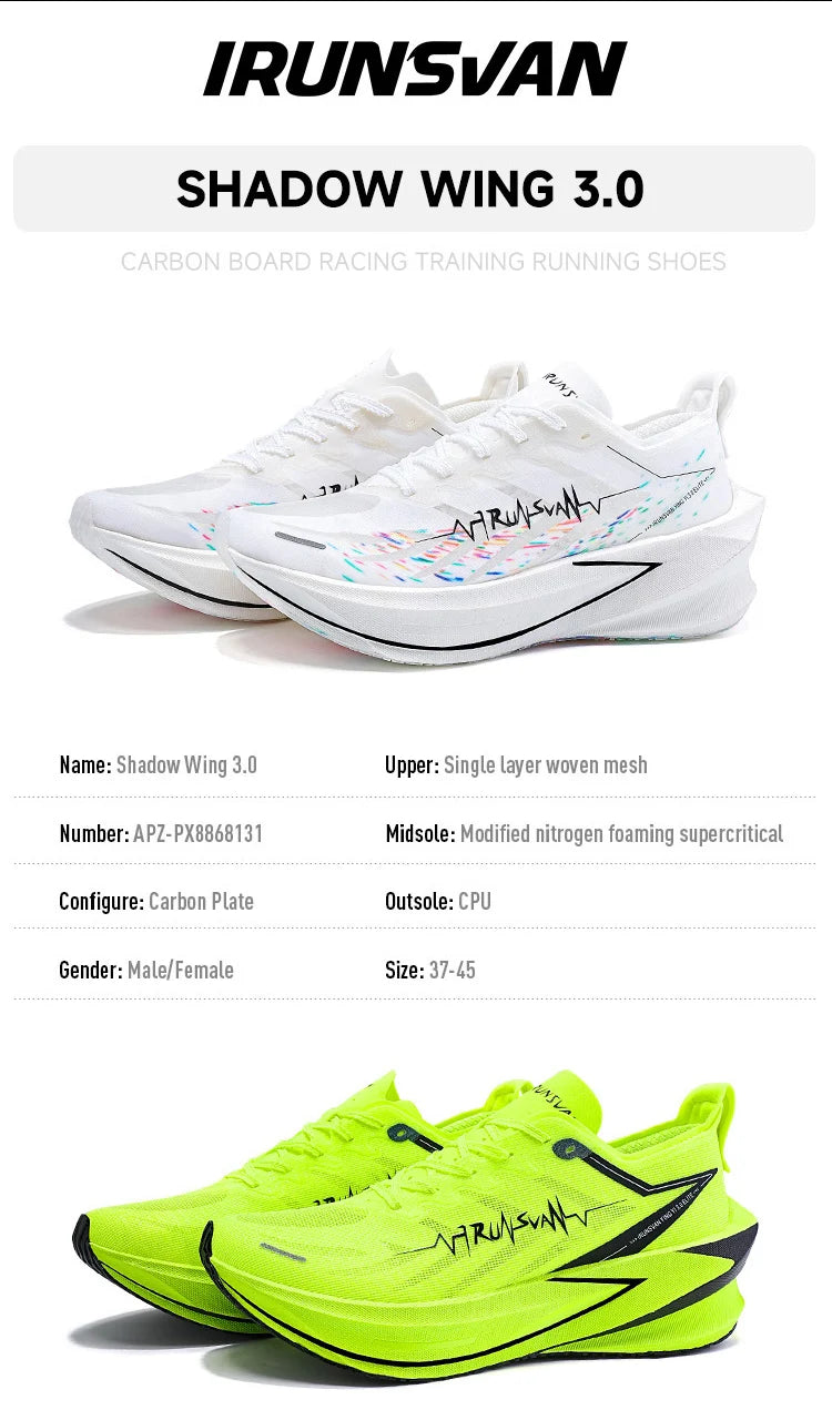 IRUNSVAN Carbon Plate Running Shoes – Cushioned Marathon Shoes for Men & Women