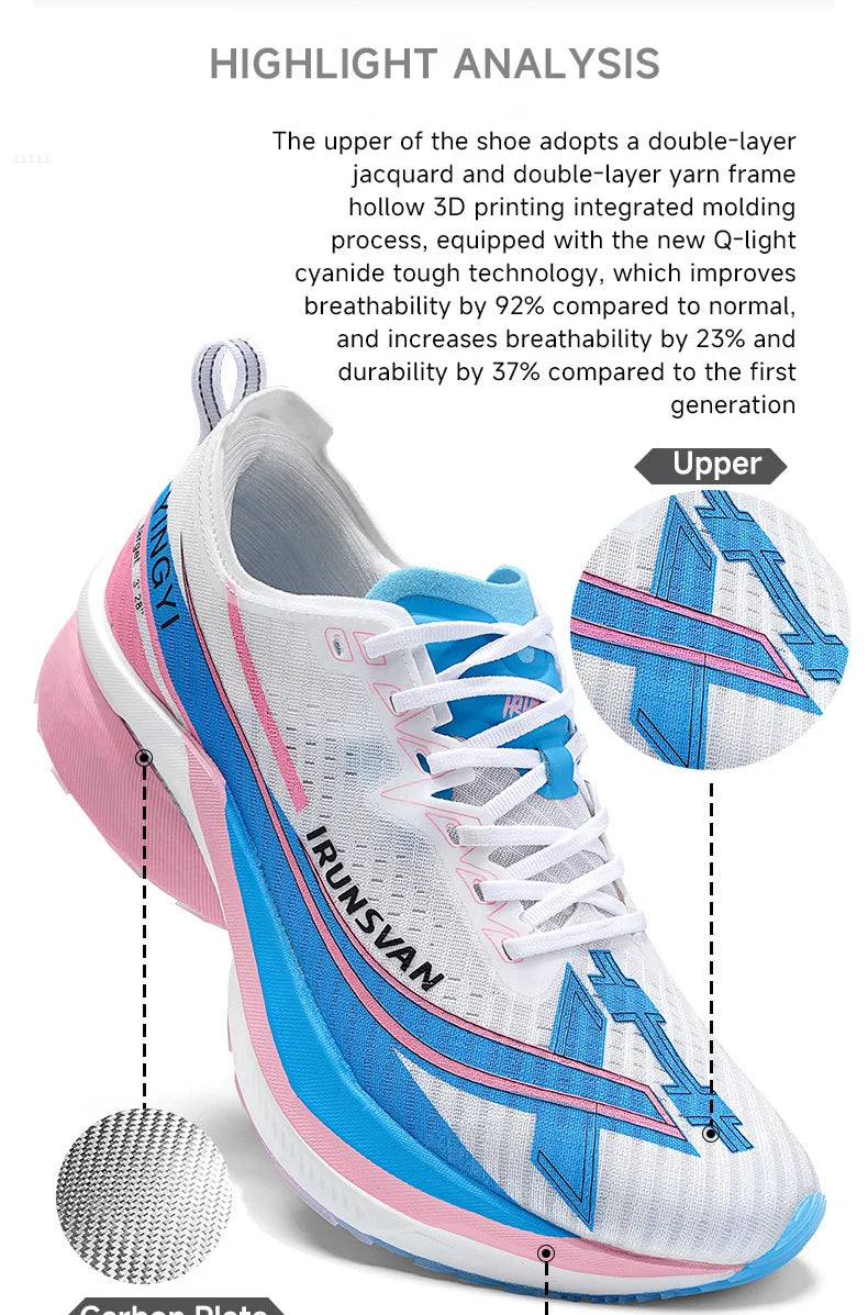 Carbon Plate Marathon Running Shoes – Lightweight Racing Sneakers with Stable Support & Cushioning