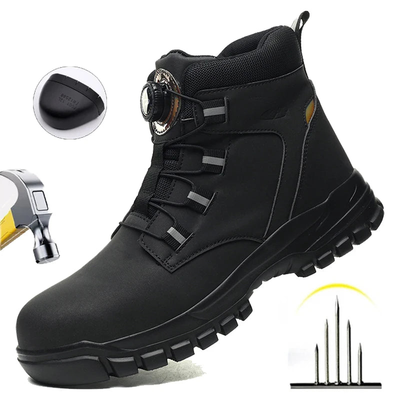 Men's Waterproof Steel Toe Safety Boots – Anti-Smash, Puncture-Resistant Work Shoes
