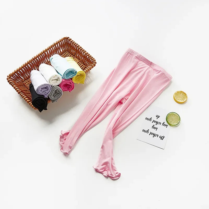 Girl's Ruffle Cropped Leggings