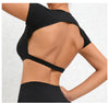 Women's Backless Muscle Back Sports Tee – Open Back Workout Yoga Training T-Shirt