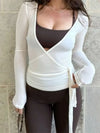 Women’s Wrap Ruched Tie Front Yoga Shirt
