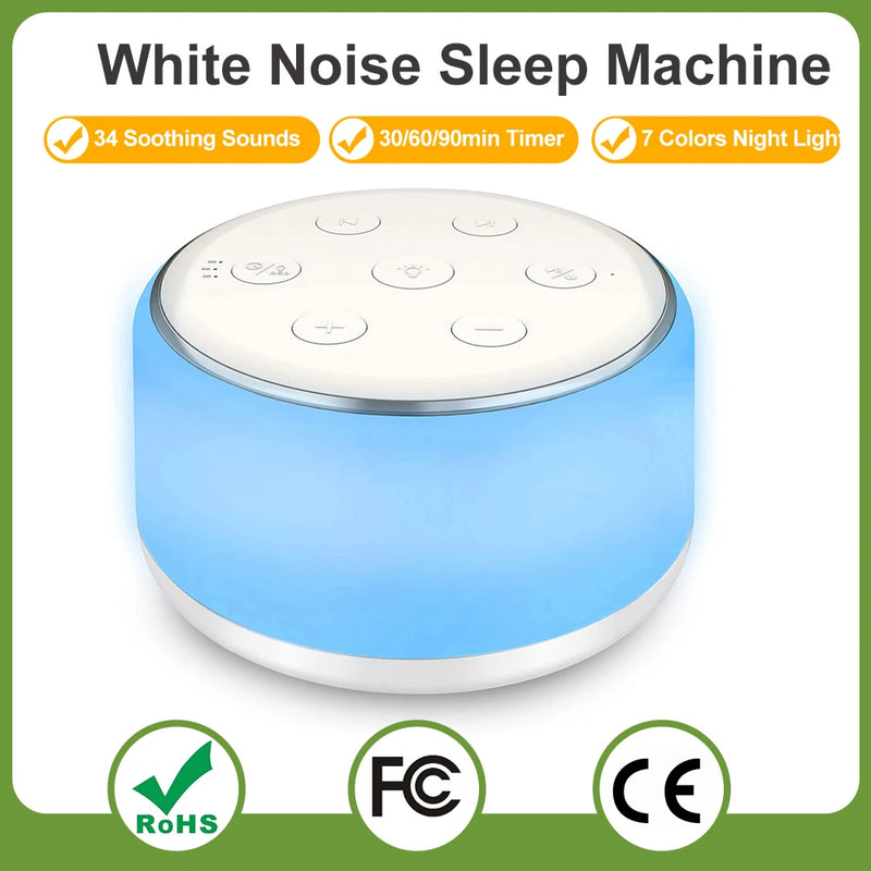 White Noise Sleep Machine with Night Light for Babies and Adults