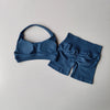 Sexy Halter Neck Sports Bra & High Waist Shorts Set – Women's Pilates Yoga Fitness Outfit