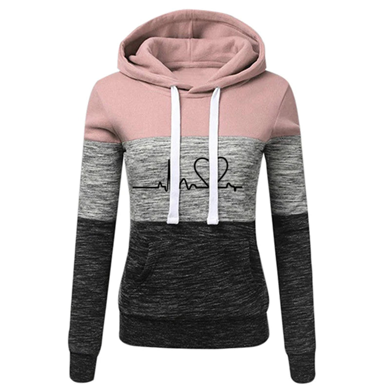 Women’s Printed Color Block Hoodie & Sweatpants Set