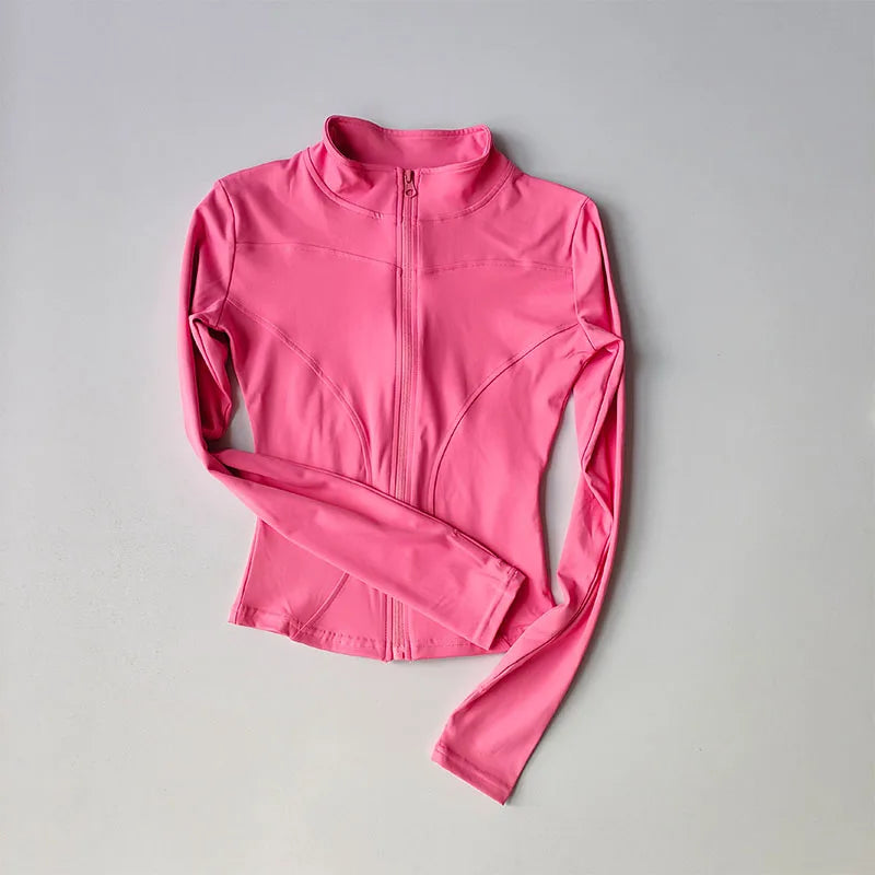 Women’s Slim Fit Zip-Up Yoga Jacket – Quick Dry Fitness Top