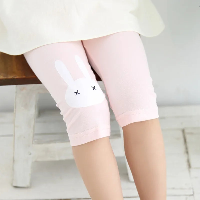 Girls Summer Cotton Leggings – Knee-Length Candy Color Capris