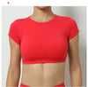 Women's Backless Muscle Back Sports Tee – Open Back Workout Yoga Training T-Shirt