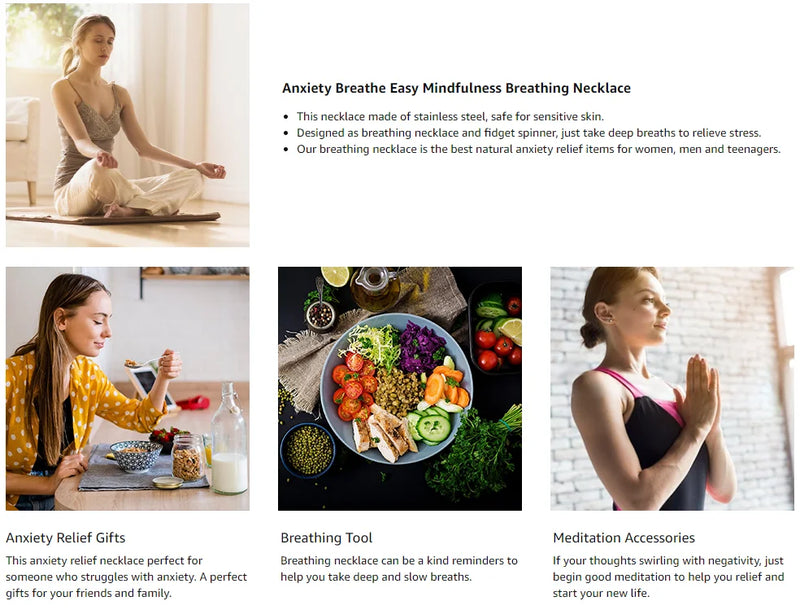 Stainless Steel Mindful Breathing Necklace - Anxiety Relief