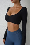 QINACTIVE Women’s Long Sleeve Yoga Crop Top
