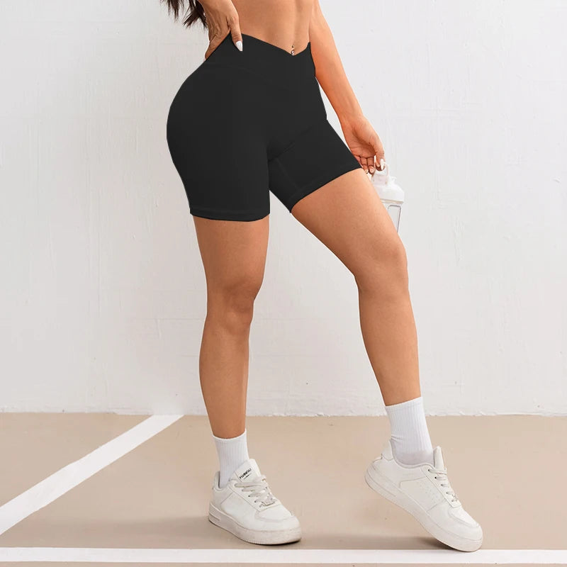 Women V Cross Waist Yoga Shorts