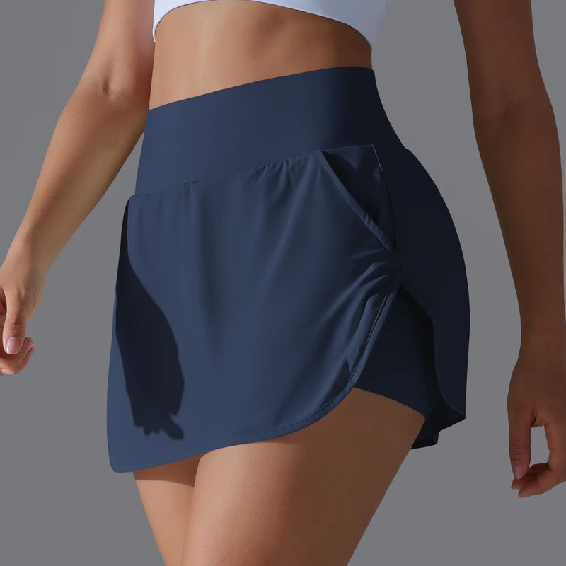 Outdoor Sports High Waist Yoga Tennis Skirt – Breathable Athletic Fitness Skort for Women