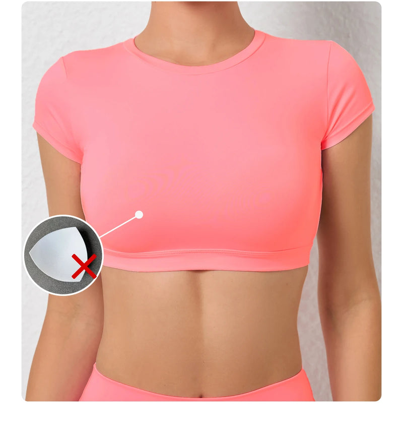 Women's Backless Muscle Back Sports Tee – Open Back Workout Yoga Training T-Shirt