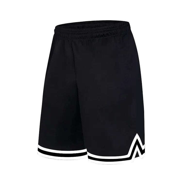Men’s Knee-Length Basketball Shorts – Striped Mesh Athletic Training Shorts