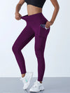 Solid Color High Waist Leggings with Side Pockets – Women's Push-Up Yoga & Fitness Pants