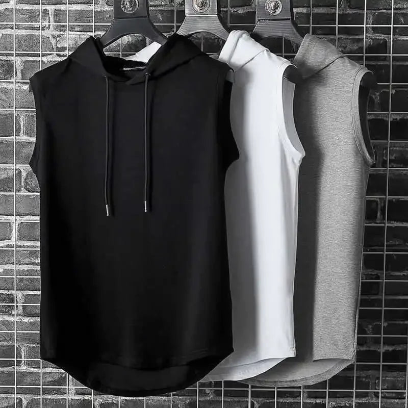 Men’s Lace-Up Hooded Sleeveless Vest – Hip-Hop Sports Tank Top