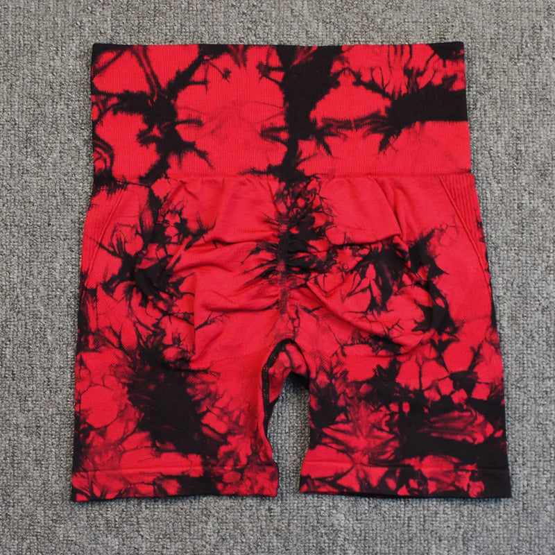 Seamless Tie Dye Push Up Yoga Shorts for Women: