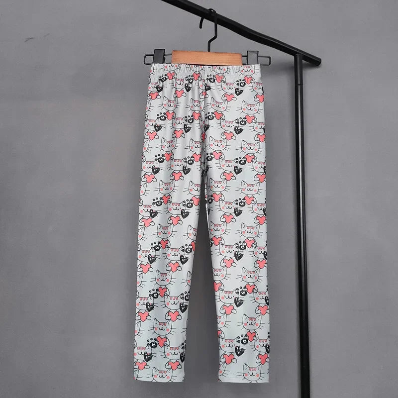 Girls Printed Leggings – Cat, Flower & Leopard Slim Pants (Sizes for 2–11yrs.)