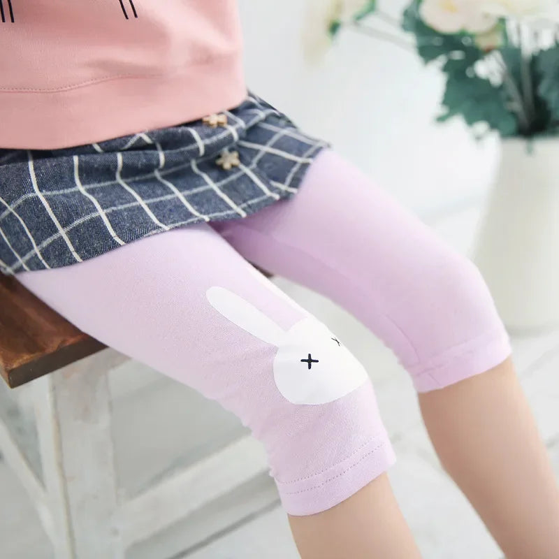 Girls Summer Cotton Leggings – Knee-Length Candy Color Capris