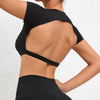 Women's Backless Muscle Back Sports Tee – Open Back Workout Yoga Training T-Shirt