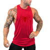 Men’s Red Spider Print Gym Tank Top – Breathable Sleeveless Bodybuilding Shirt