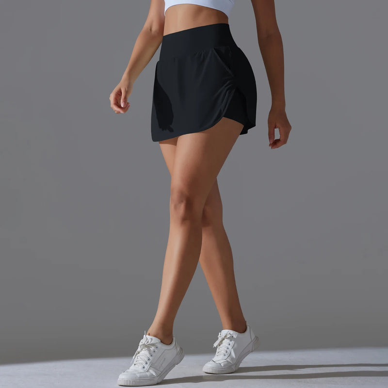 Outdoor Sports High Waist Yoga Tennis Skirt – Breathable Athletic Fitness Skort for Women