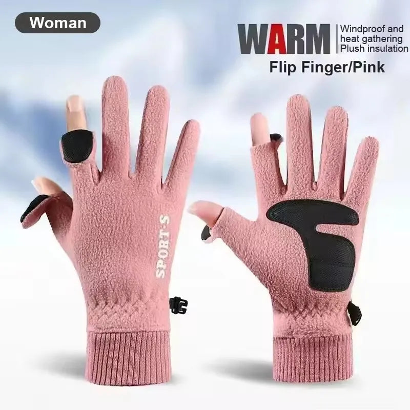 Unisex Fleece Winter Gloves – Touchscreen-Compatible, Anti-Slip Outdoor Gloves