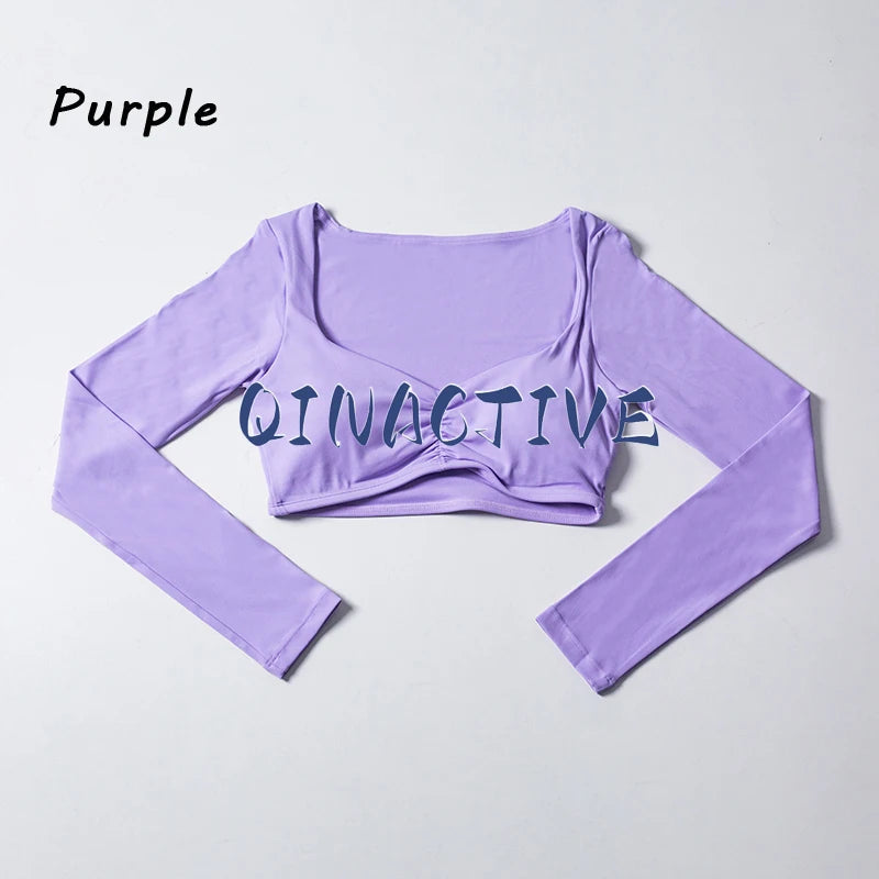 QINACTIVE Women’s Long Sleeve Yoga Crop Top