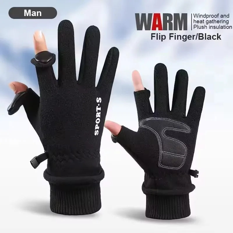 Unisex Fleece Winter Gloves – Touchscreen-Compatible, Anti-Slip Outdoor Gloves