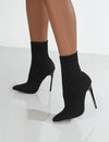 Women's Knitted Sock Ankle Boots – Short High Heel Shoes for Autumn & Winter