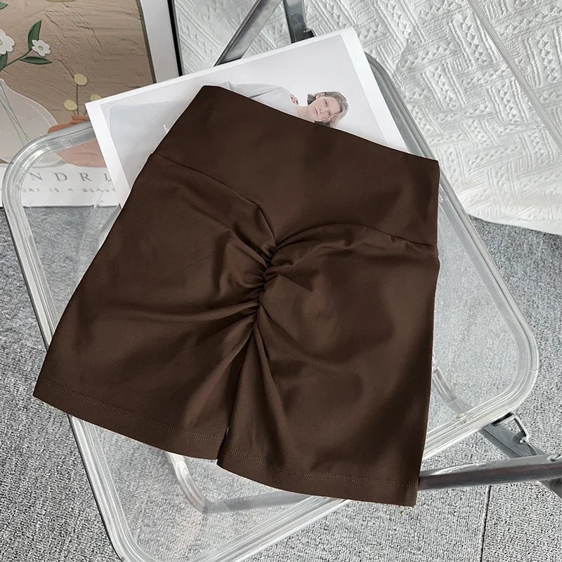 Solid Color High Waist Seamless Butt Lift Yoga Shorts