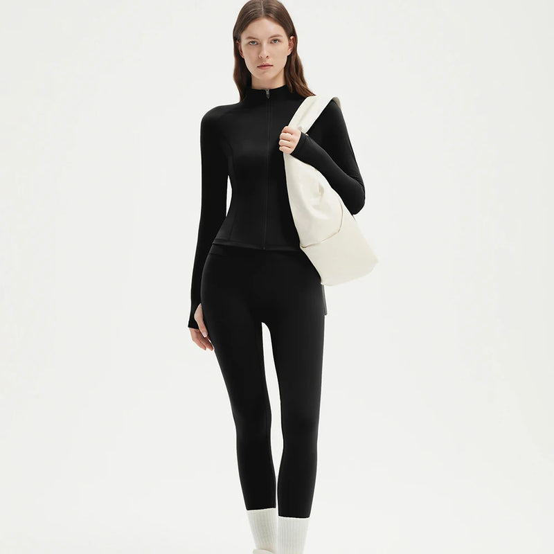 Women’s Zipper Sports Jacket & High-Waist Leggings Set