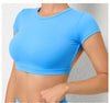 Women's Backless Muscle Back Sports Tee – Open Back Workout Yoga Training T-Shirt