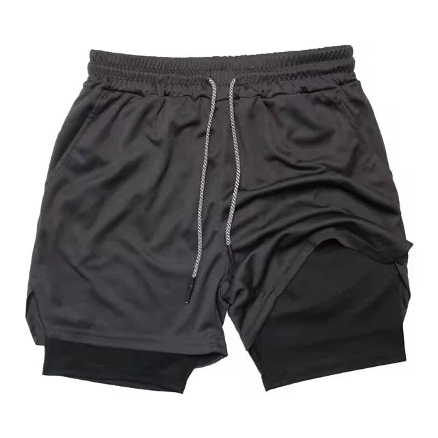 Men’s 2-in-1 Running & Training Shorts – Summer Double-Layer Sportswear