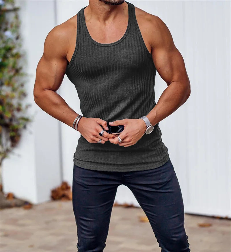 Men’s Stripe Gym Tank Top