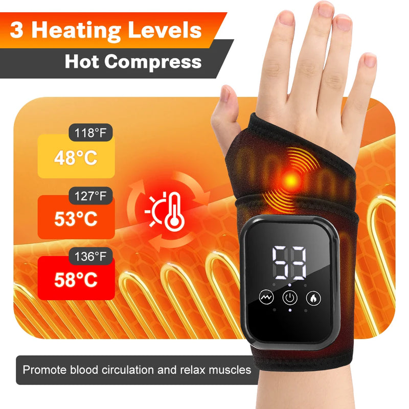 Rechargeable Heated Wrist Brace with Vibration Massage