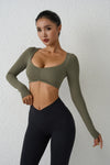 QINACTIVE Women’s Long Sleeve Yoga Crop Top